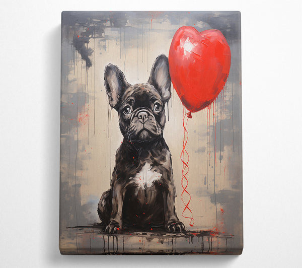  A Canvas Print of French Bulldog Heart Balloon Canvas Wall Art