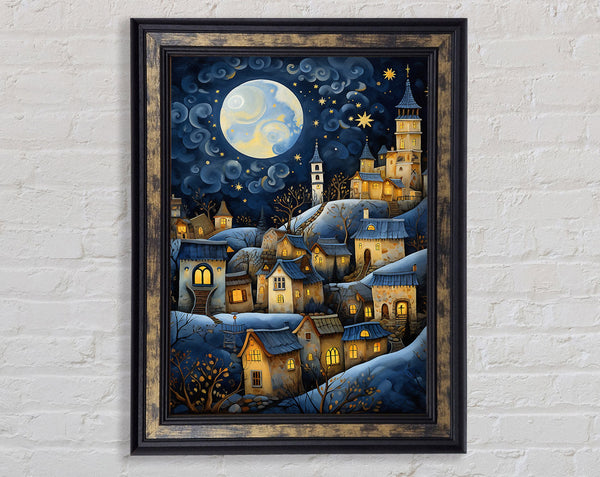 Full Moon Town Framed Print
