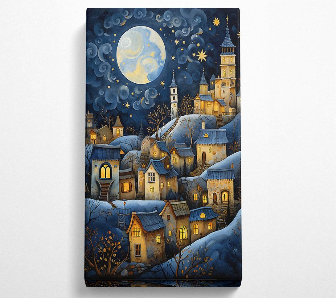  A Canvas Print of Full Moon Town Canvas Wall Art