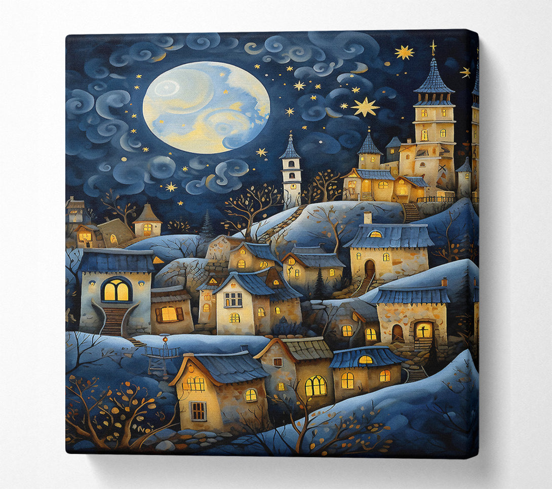  A Canvas Print of Full Moon Town Canvas Wall Art