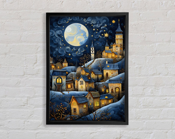 Full Moon Town Framed Print