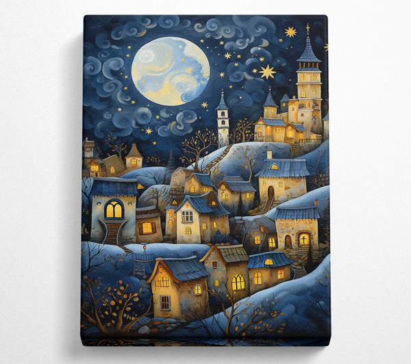  A Canvas Print of Full Moon Town Canvas Wall Art