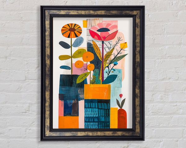 Funky Bohemian Flower Pots Framed Print