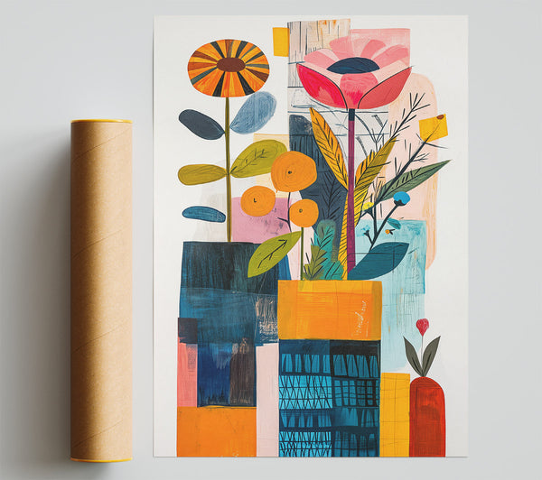 Funky Bohemian Flower Pots Print
