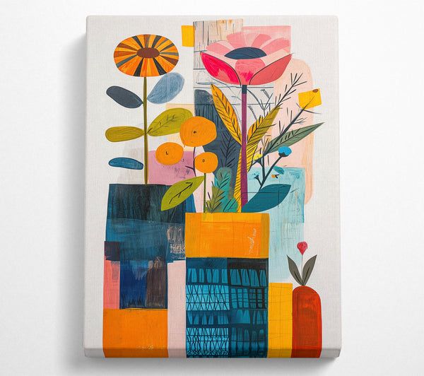 A Canvas Print of Funky Bohemian Flower Pots Canvas Print
