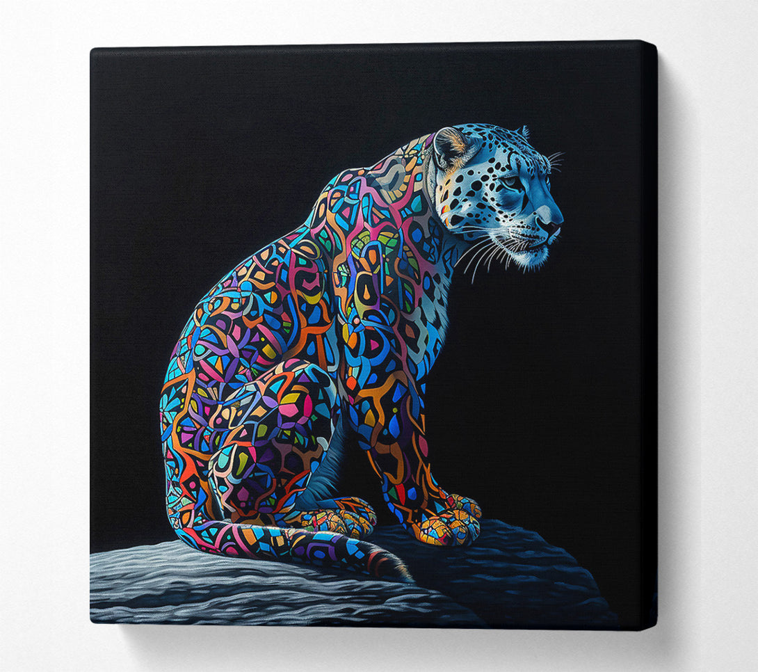  A Canvas Print of Blue Mosaic Leopard Canvas Art