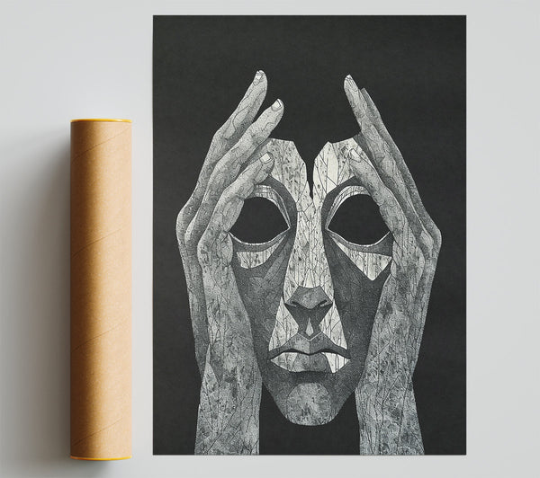 Black Veiled Mask Print