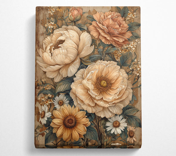  A Canvas Print of Golden Floral Bloom Canvas Wall Art