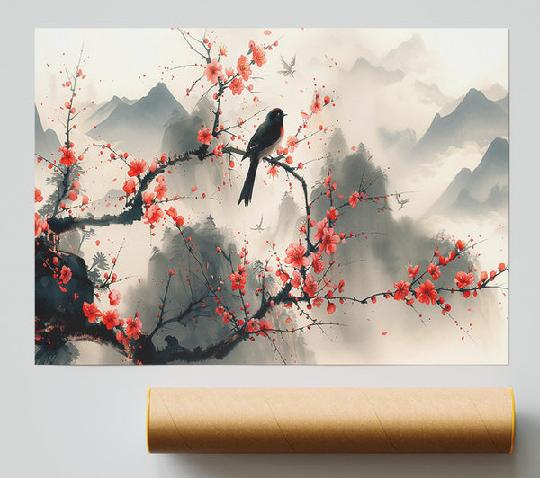 Crimson Blossom Solitude Giclee Print