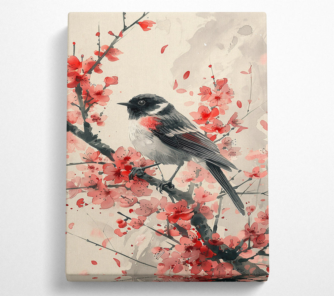  A Canvas Print of Pink Blossom Songbird Canvas Art