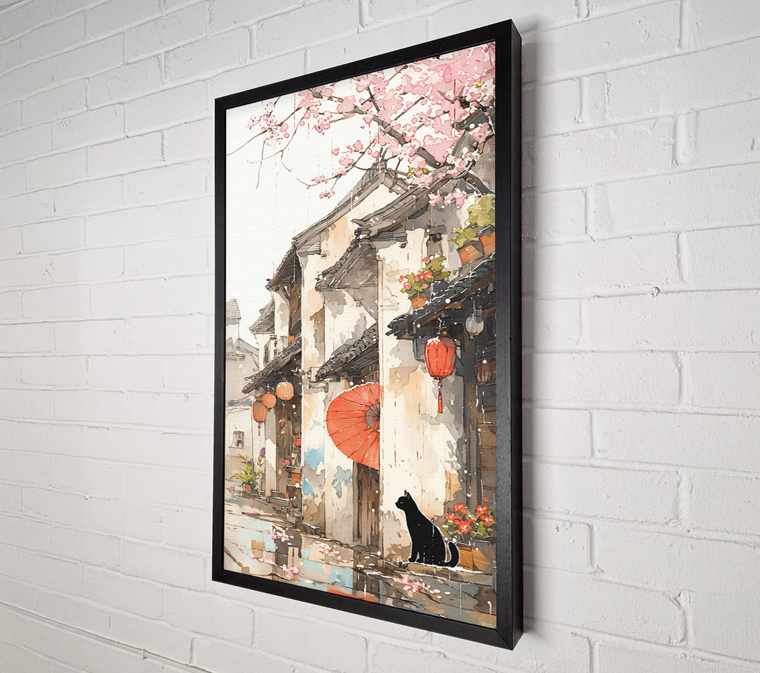 A Canvas Print of Red Umbrella Alleyway Canvas Wall Art