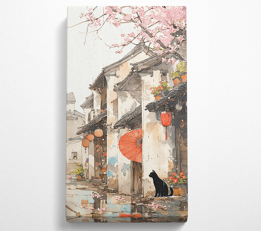 A Canvas Print of Red Umbrella Alleyway Canvas Wall Art