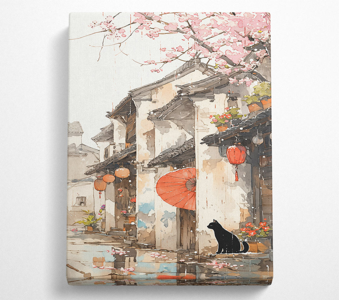  A Canvas Print of Red Umbrella Alleyway Canvas Wall Art