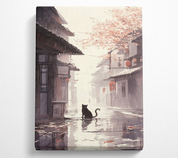  A Canvas Print of Pink Foggy Alleyway Canvas Wall Art