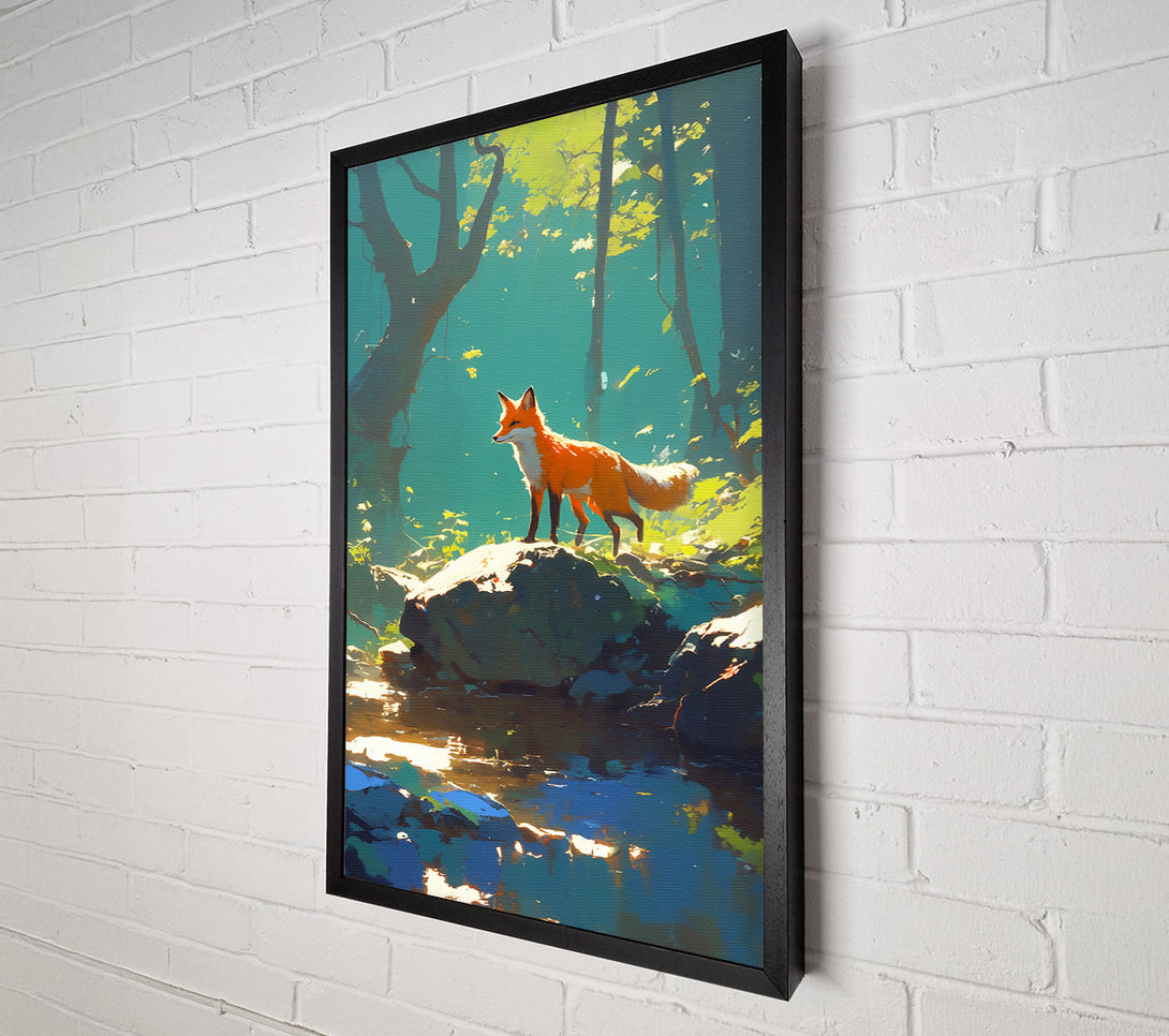  A Canvas Print of Orange Fox By The Stream Canvas Art
