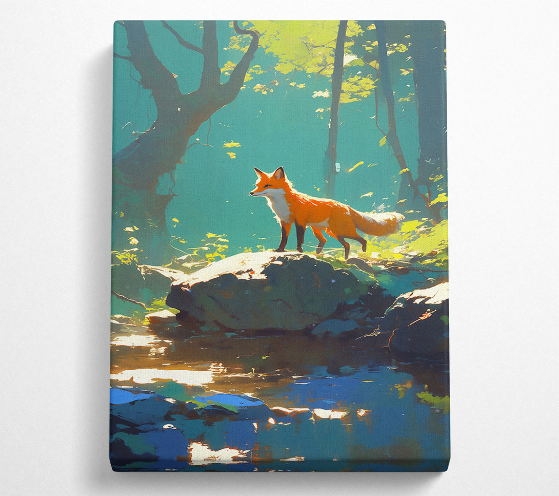  A Canvas Print of Orange Fox By The Stream Canvas Art