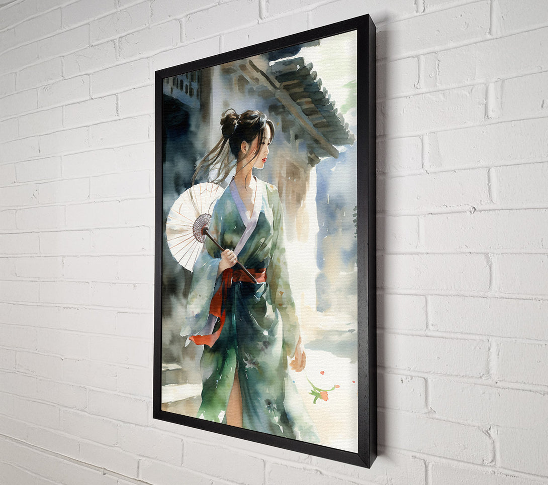  A Canvas Print of Geisha Girl Watercolour Canvas Art