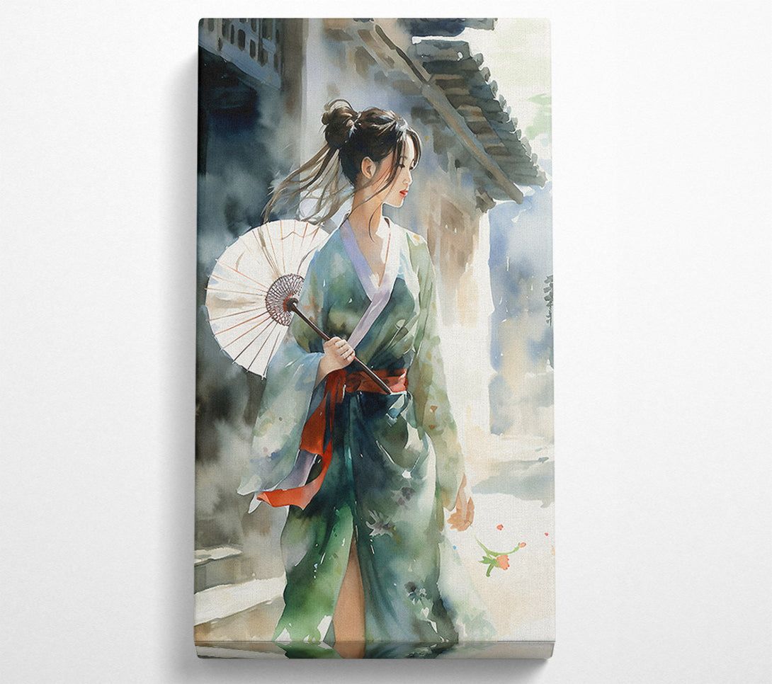  A Canvas Print of Geisha Girl Watercolour Canvas Art
