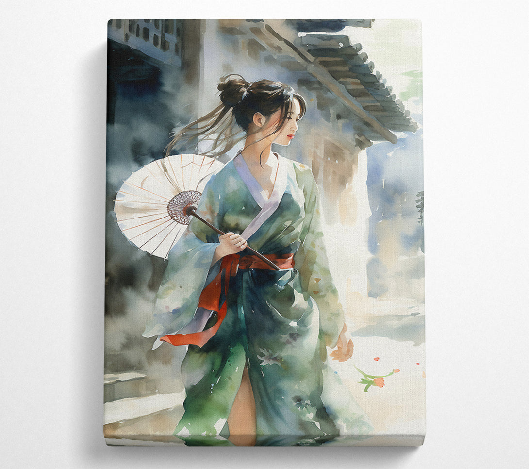  A Canvas Print of Geisha Girl Watercolour Canvas Art