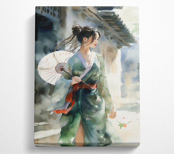  A Canvas Print of Geisha Girl Watercolour Canvas Art