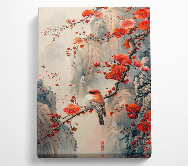  A Canvas Print of Crimson Springtime Songbird Canvas Print
