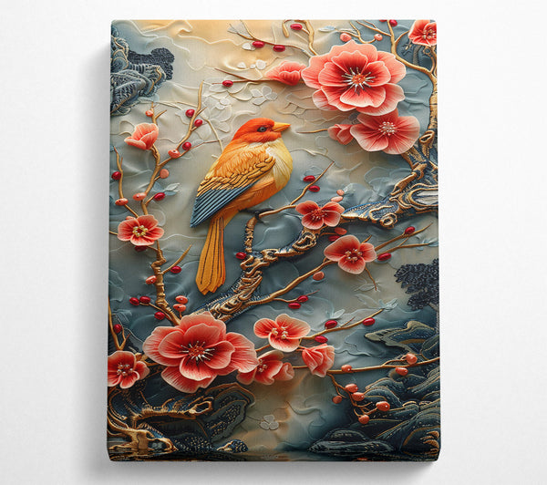 A Canvas Print of Golden Bird In Bloom Canvas Print