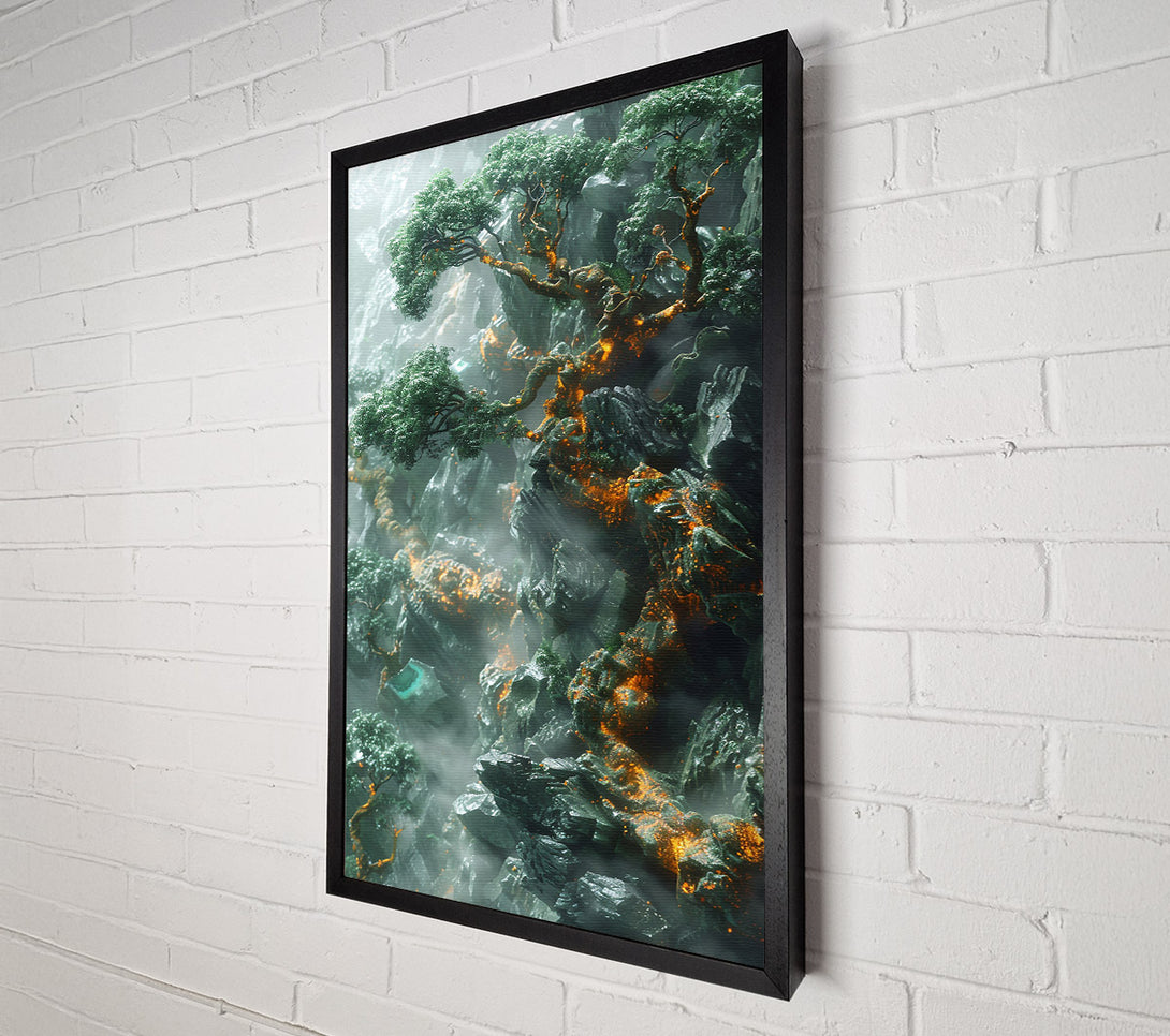  A Canvas Print of Emerald Cliffside Bloom Canvas Print