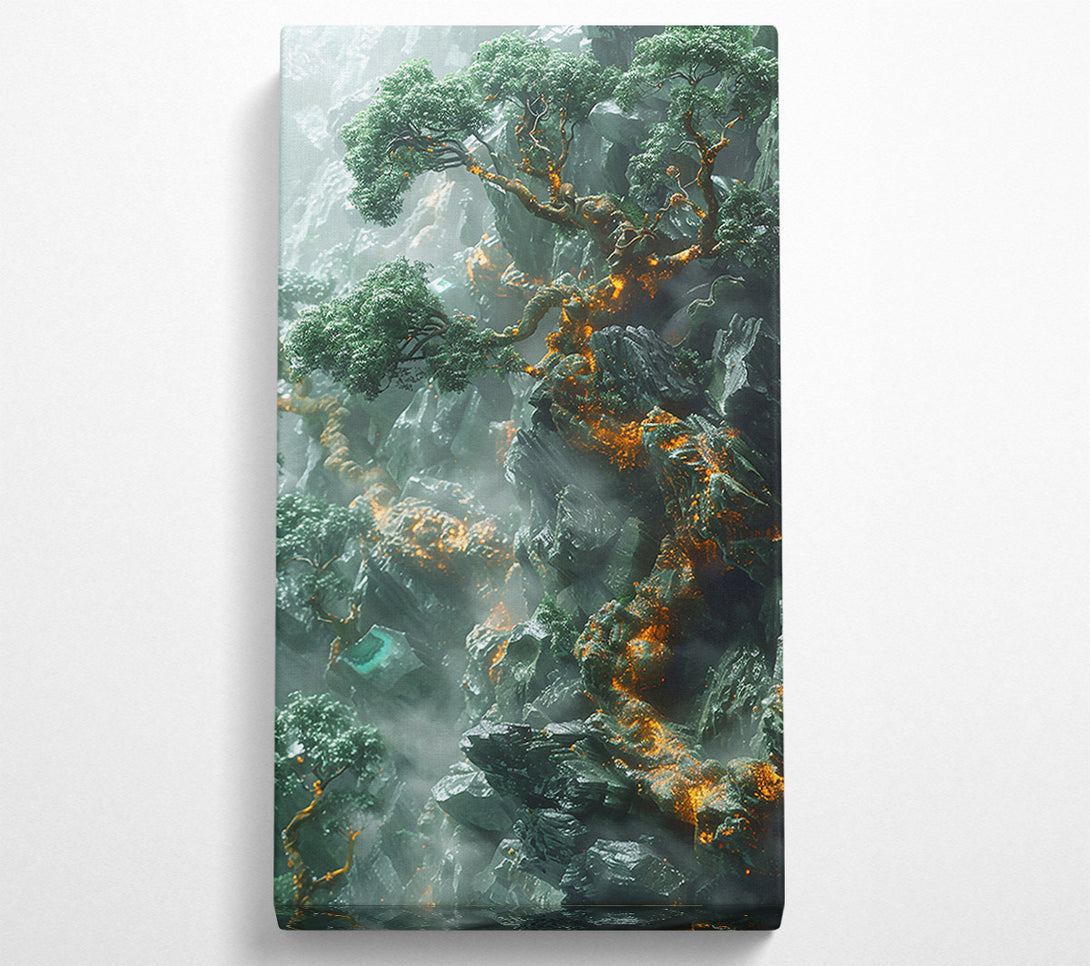  A Canvas Print of Emerald Cliffside Bloom Canvas Print