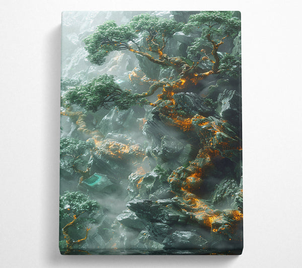  A Canvas Print of Emerald Cliffside Bloom Canvas Print