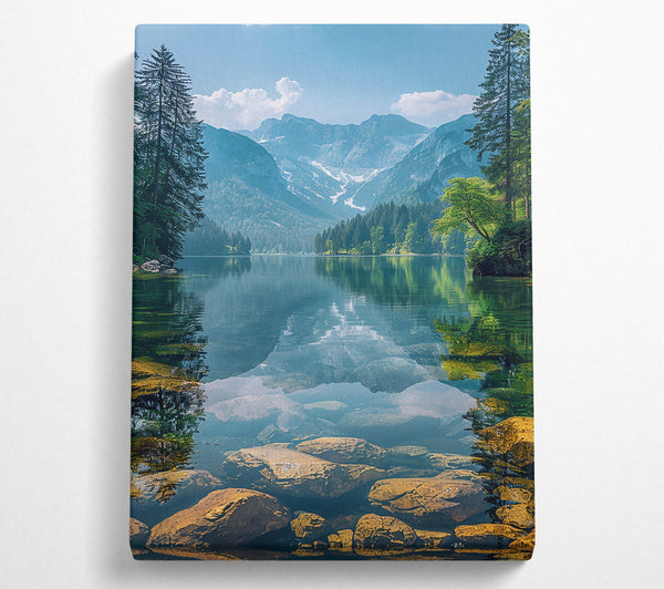  A Canvas Print of Azure Mountain Reflections Canvas Print