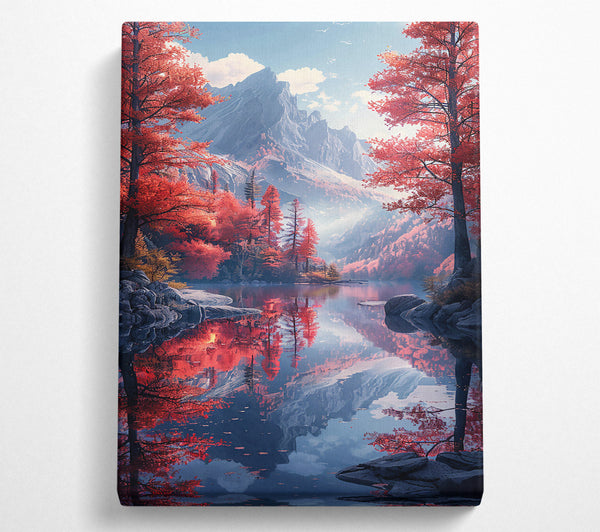  A Canvas Print of Crimson Mountain Reflection Canvas Wall Art
