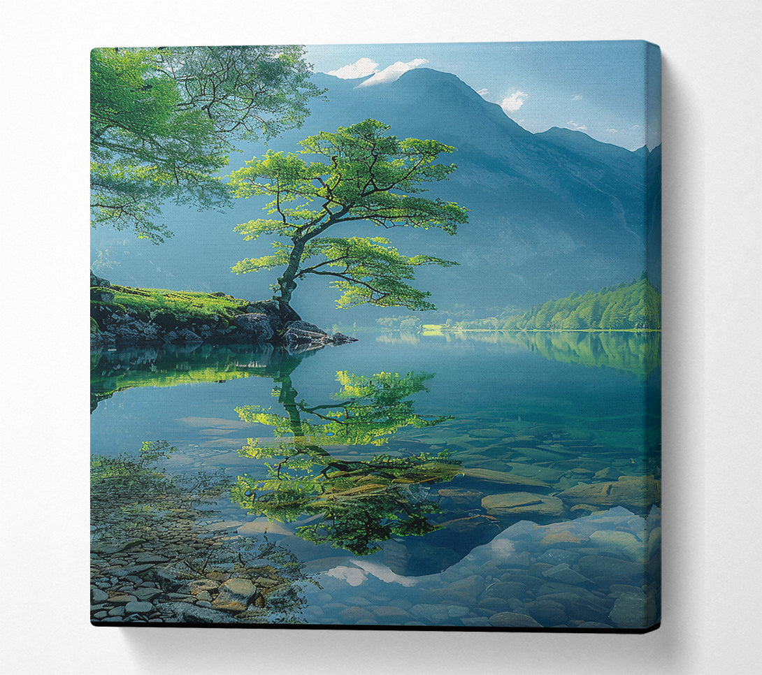  A Canvas Print of Azure Tree Reflection Canvas Wall Art
