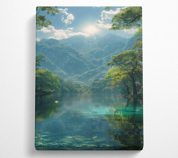  A Canvas Print of Teal Mountain Reflection Canvas Wall Art