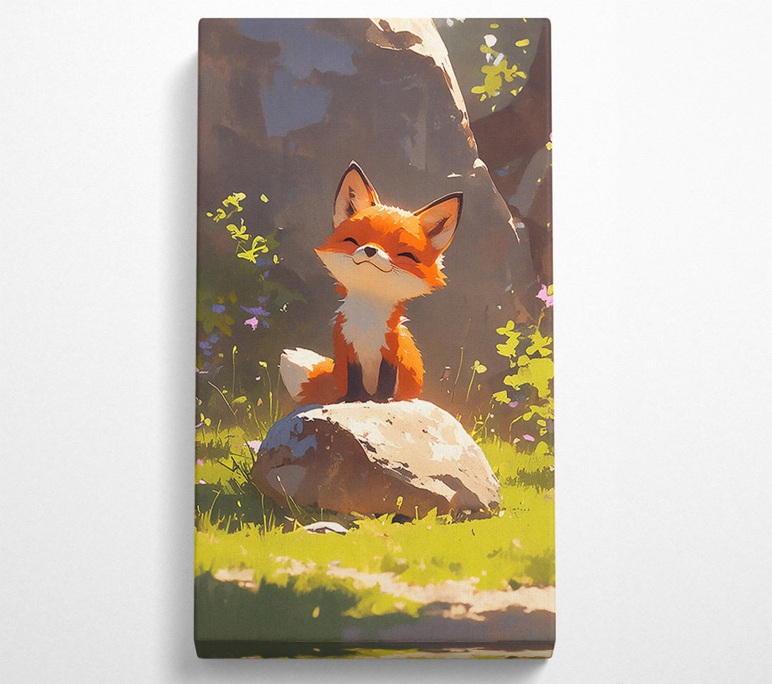  A Canvas Print of Orange Fox On Rock Canvas Print