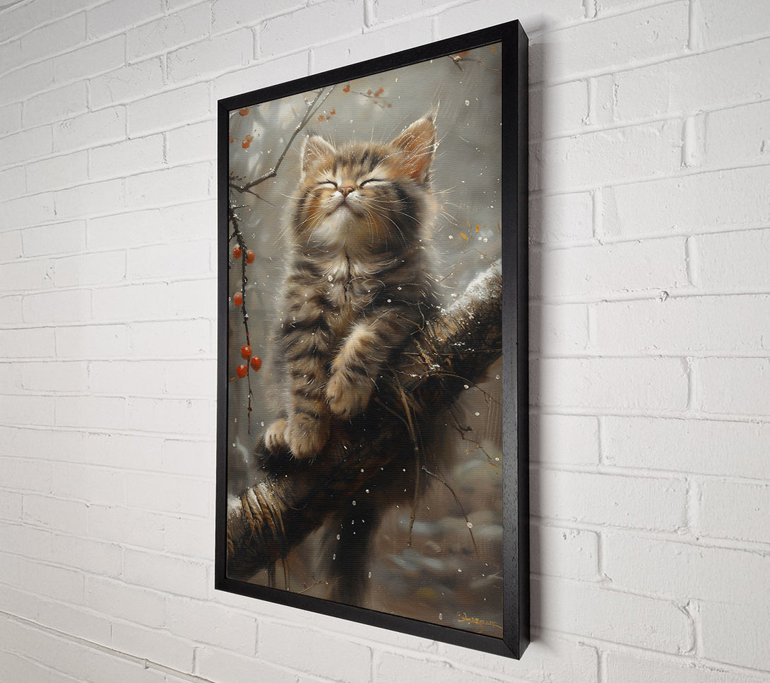  A Canvas Print of Golden Snow Kitten Canvas Wall Art