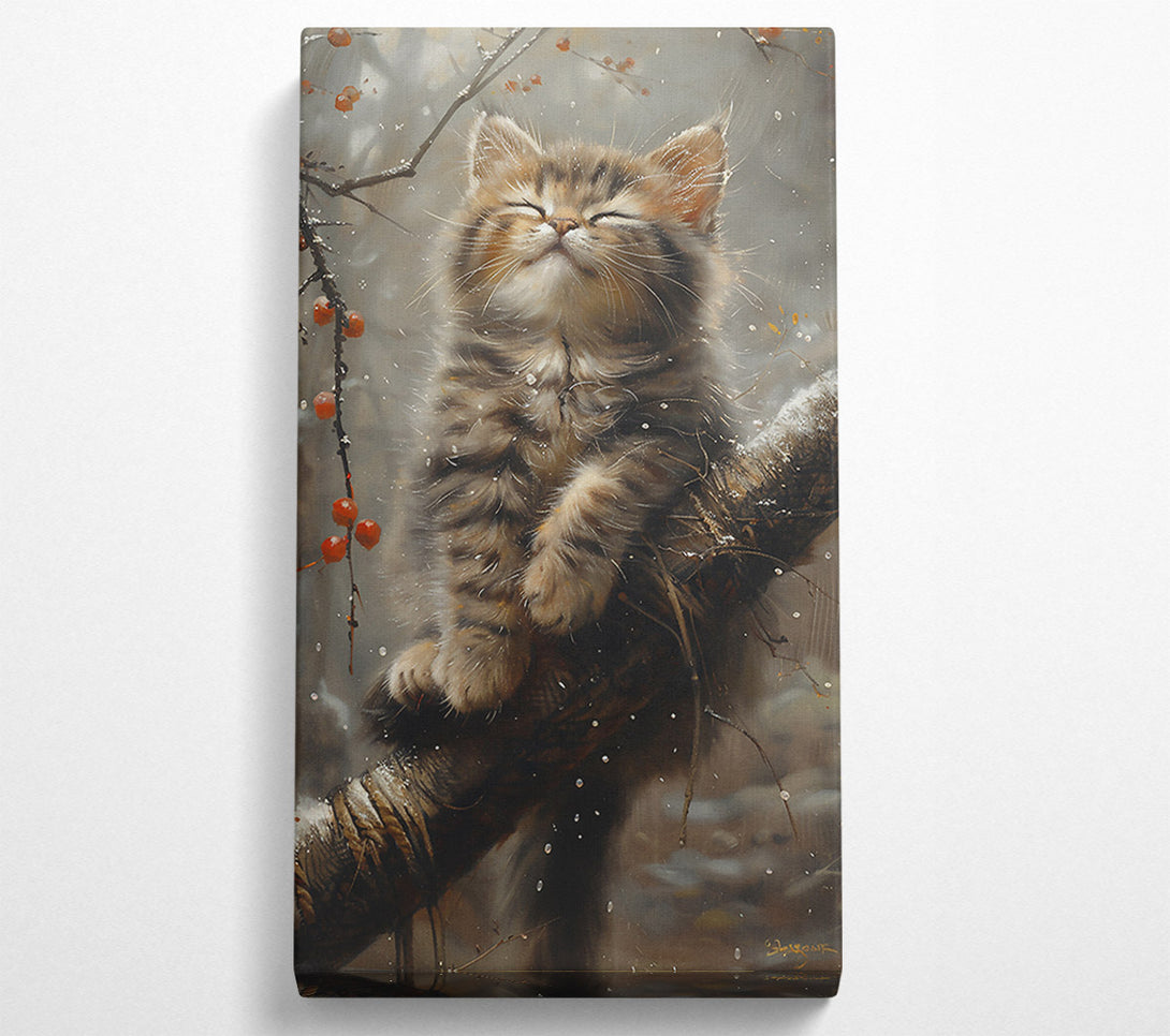  A Canvas Print of Golden Snow Kitten Canvas Wall Art