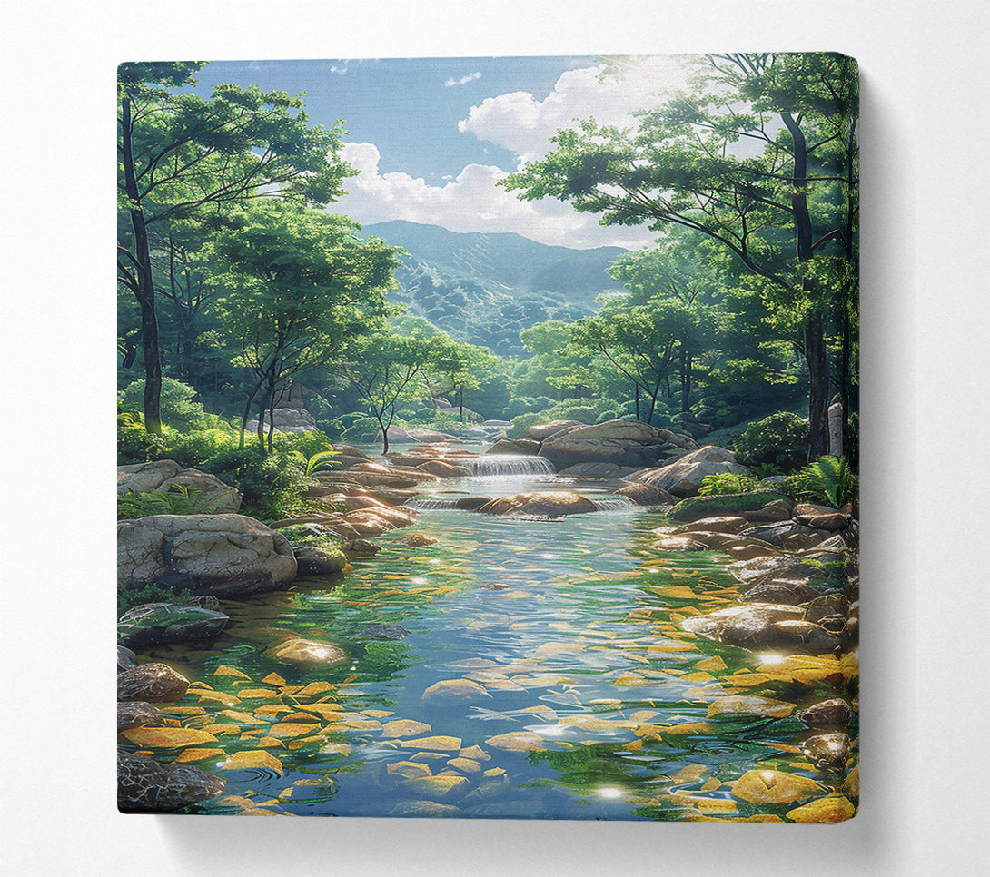  A Canvas Print of Golden Stream Serenity Canvas Print