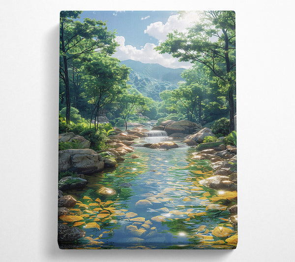  A Canvas Print of Golden Stream Serenity Canvas Print
