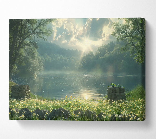  A Canvas Print of Golden Hour By The Lake. Canvas Print