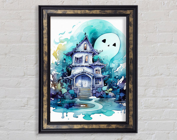 Ghost House Watercolour Framed Print