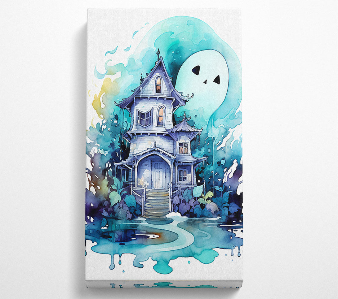  A Canvas Print of Ghost House Watercolour Canvas Art