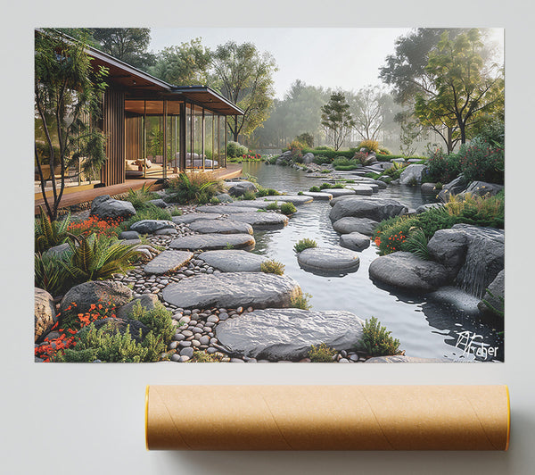 Serene Grey Reflections Print