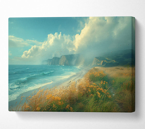  A Canvas Print of Azure Coastline Dreams Canvas Wall Art
