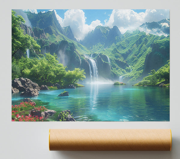 Azure Mountain Oasis Giclee Print