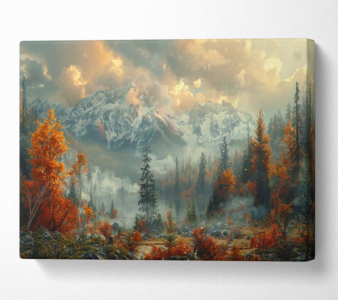  A Canvas Print of Orange Mist Mountains Canvas Print