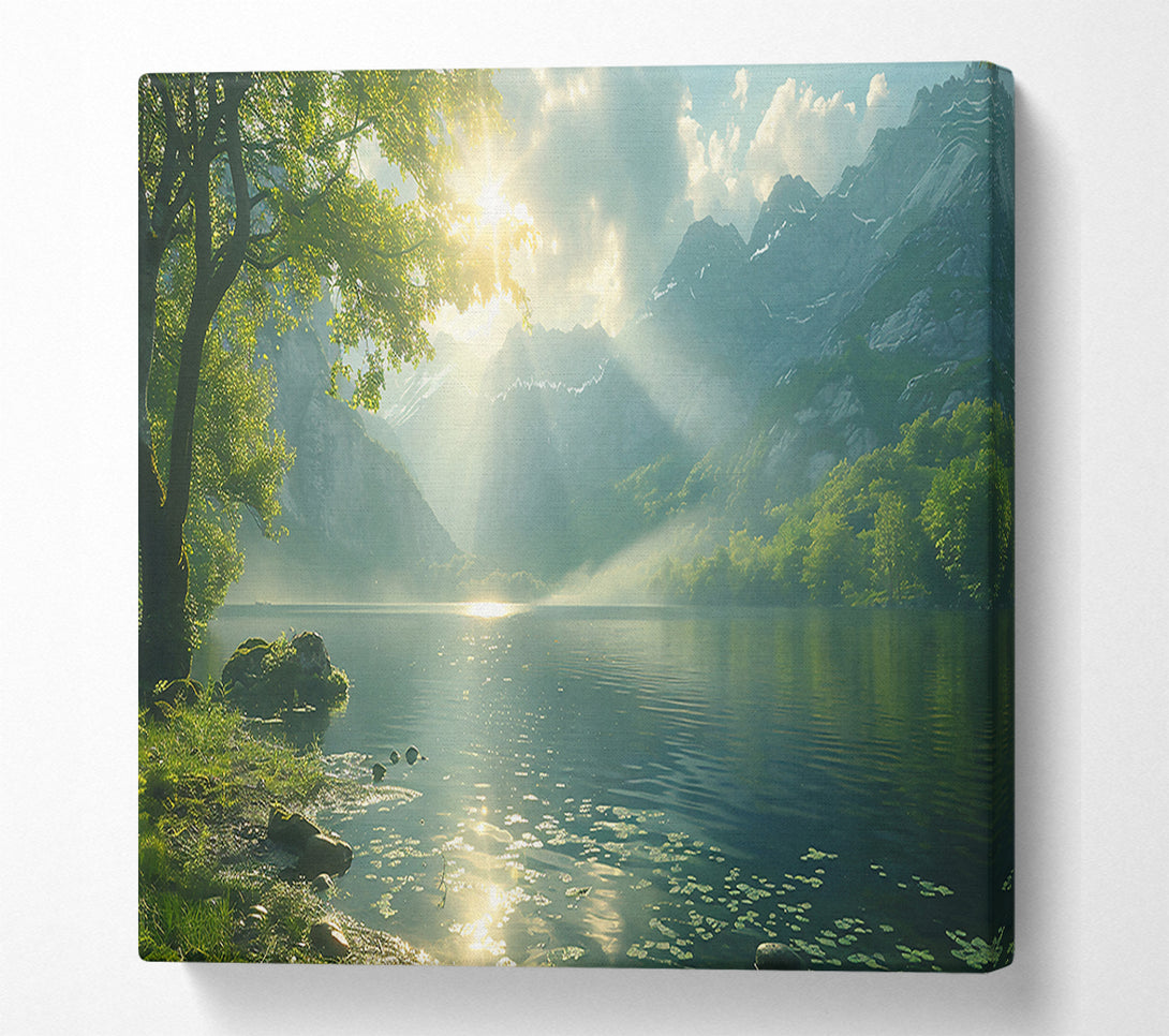  A Canvas Print of Golden Light On Teal Water Canvas Wall Art