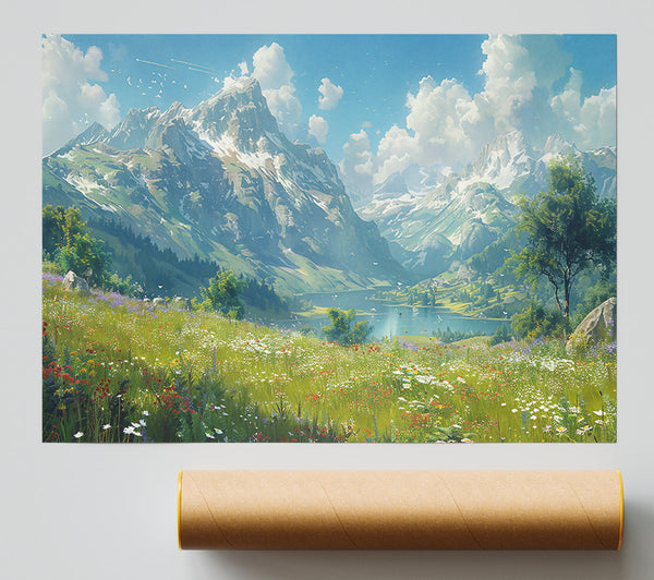 Azure Mountain Meadow Print