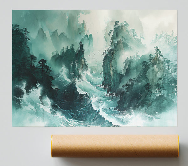 Emerald Sea Cliffs Poster