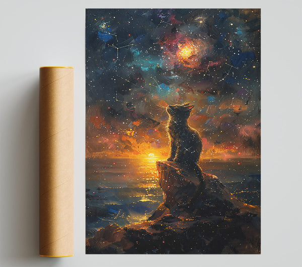 Golden Starry Night Print