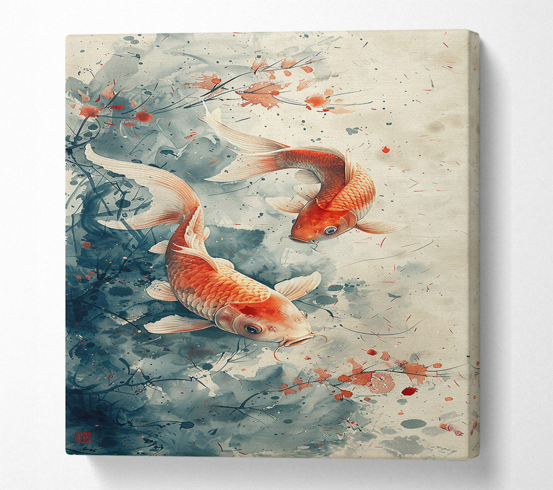  A Canvas Print of Orange Koi Dance Canvas Print